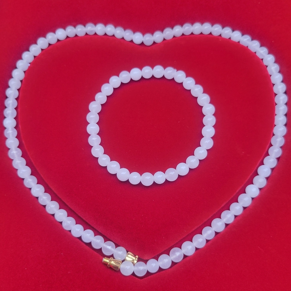 Genuine natural white jade set